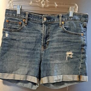 Gap Womens Denim Shorts Size 30  Cuffed Jean Distressed Comfy Cotton 2% Elastane